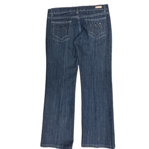 Request Jeans size 15 Juniors Beaded Embroidered Blue Stretch Denim 29" Inseam